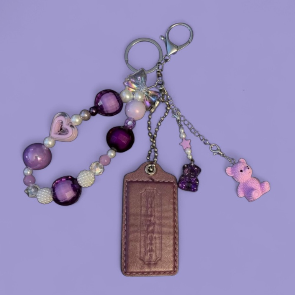 Coach Hangtag Tag Keychain & Purple Bear Bag Charm